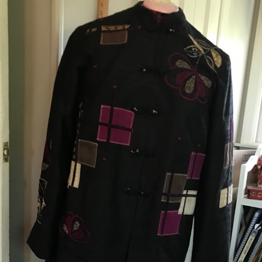 2 piece silk pant set, black